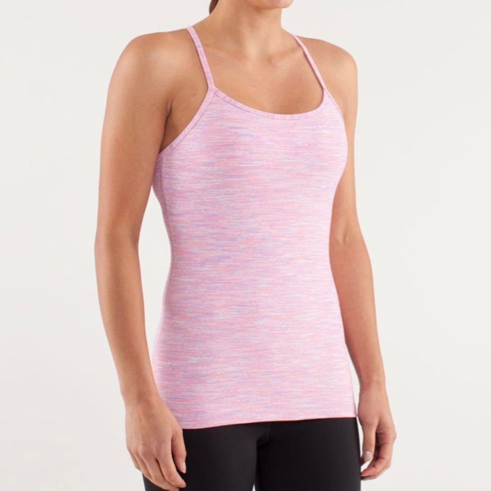 Lululemon Athletica Heathered Pink Power Y Tank Size 4